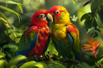 Obraz premium Two cute parrots