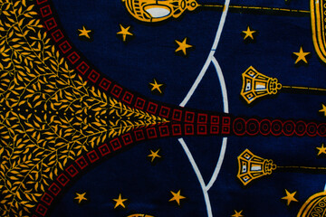 top view of blue ankara fabric, flatlay of nigerian wax cloth