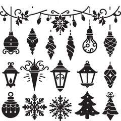 set of christmas elements