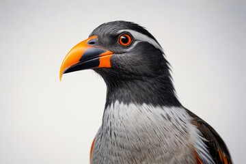 Fototapeta premium there is a bird with a bright orange beak and a gray body 