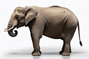 Obraz premium there is a large elephant standing on a white surface with its trunk extended 