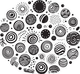 Abstract element shape set. Drawing ornament silhouette abstract sticker art element