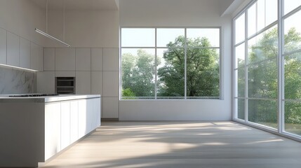 Modern home kitchen interior with cabinet, Generative Ai.