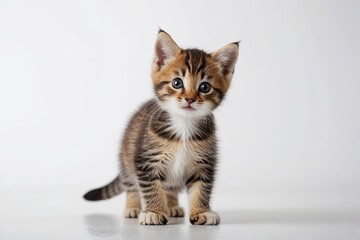 Obraz premium there is a small kitten standing on a white surface 
