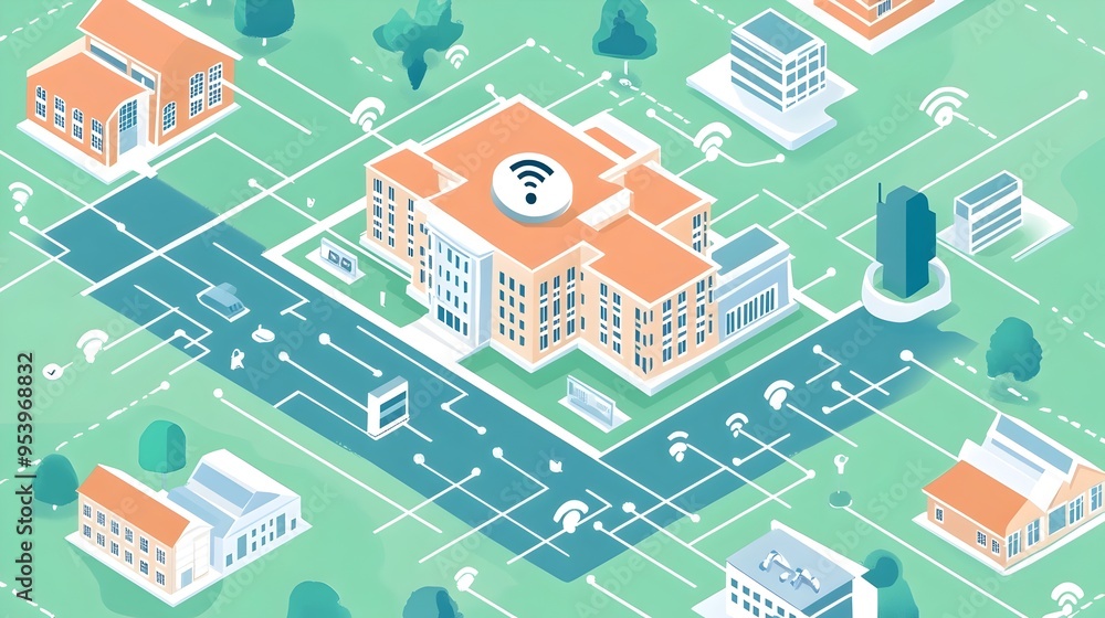 Poster innovative graphic depicting smart security systems powered by iot technology designed to enhance sa