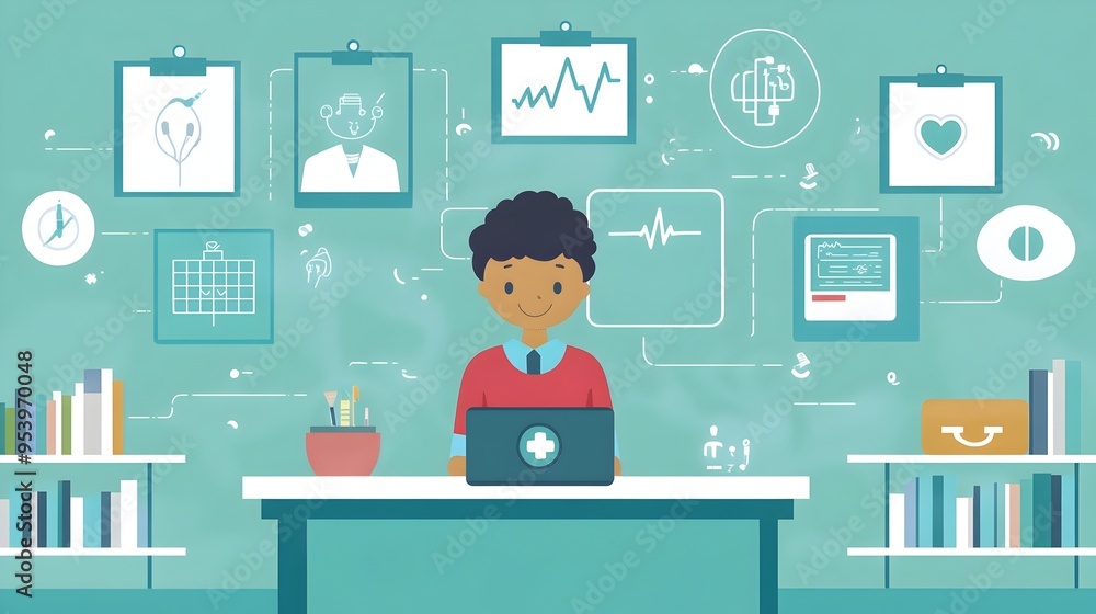 Poster innovative iot based student health monitoring systems that track vital signs and provide data drive