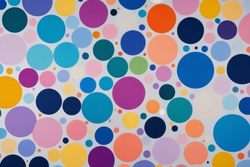 a close up of a painting of many different colored circles                          