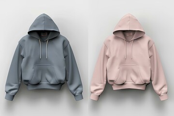 Women’s Pink and GreyCropped Hoodie Front View Mockup on a Plain Background Perfect for Custom Clothing and Branding Projects