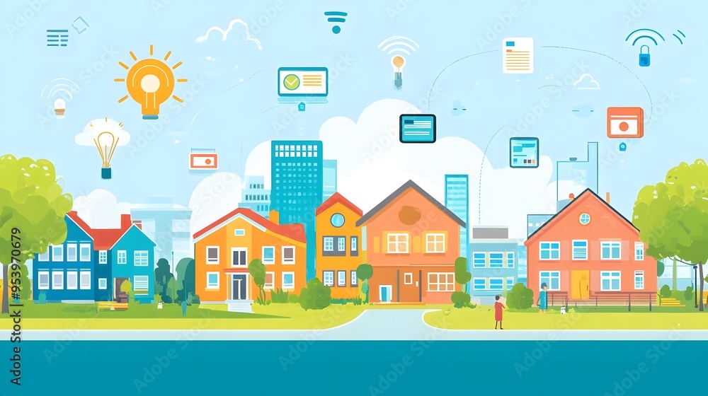 Poster a graphic depicting the of iot enabled communication systems that enhance connectivity and between p