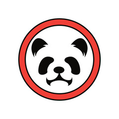Baby panda face logo template. Baby panda face icon. Asian bear. Panda head isolated on white background