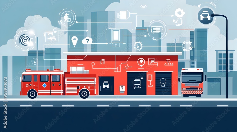 Poster innovative iot powered fire station management systems that leverage advanced technology to automate