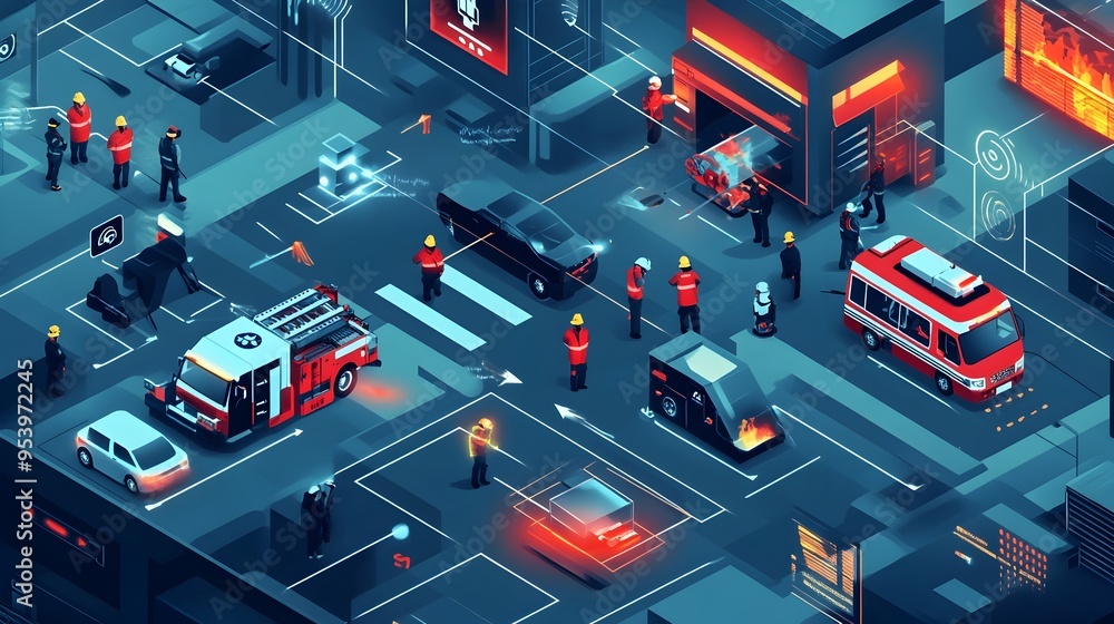 Poster integrated iot powered emergency response coordination streamlining firefighting through advanced da