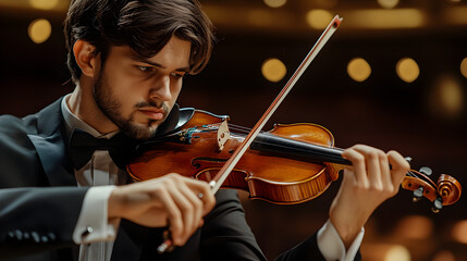 Fototapeta premium Passion pouring out in classical violin performance