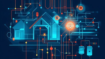 Naklejka premium Smart Sprinkler Systems Leveraging Internet of Things IoT Technology for Automated Efficient and Reliable Fire Prevention and Property Protection