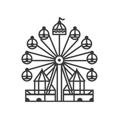 Naklejka premium Black and white line drawing of a ferris wheel