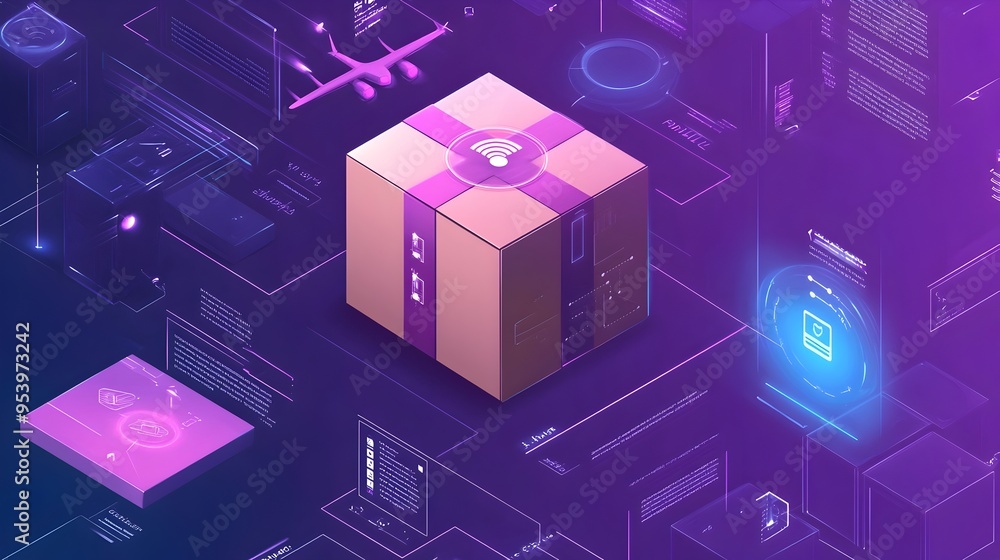 Poster innovative smart packaging using iot technology to ensure secure and efficient parcel delivery with 