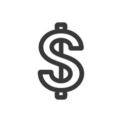 Obraz premium Black and White Line Art Illustration of the Dollar Sign