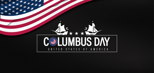 A graphic representation of Columbus Day, depicting Columbus and his ships, reflecting the themes of exploration and historical significance