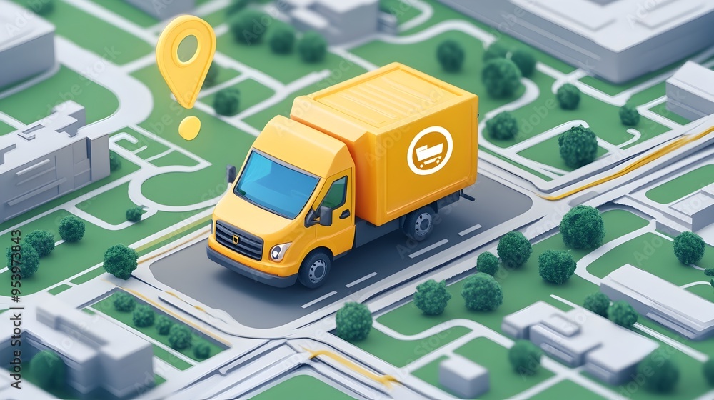 Poster a graphic depicting the concept of iot based route optimization for parcel delivery showcasing the u