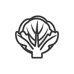 Obraz premium Black and White Line Drawing of a Cabbage