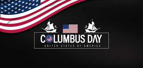 A historical depiction of Columbus Day, featuring Christopher Columbus and ships