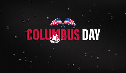 A striking design for Columbus Day, featuring key symbols and text on a rich black background