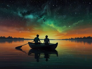 Acrylic painting showing the beauty of the night sky. 