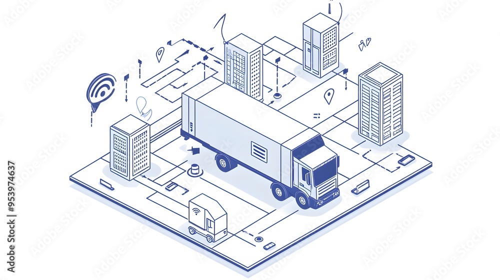 Poster visualizing real time data analytics to drive efficiency and optimization in parcel delivery logisti