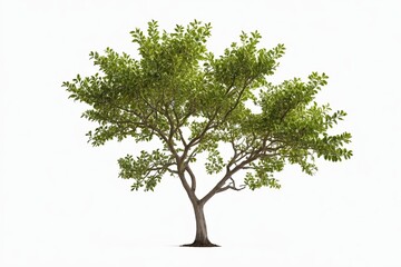 Obraz premium a close up of a tree with green leaves on a white background 