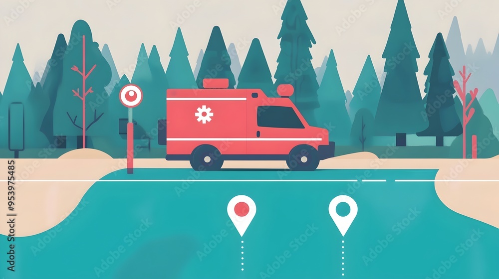 Poster a graphic depicting an iot based location tracking system for rescue vehicles enabling real time mon