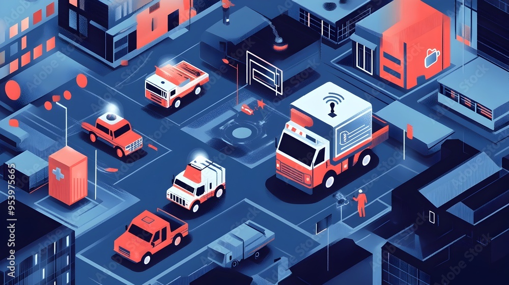 Poster innovative graphic showcasing iot enabled remote diagnostics technology utilized during rescue the i