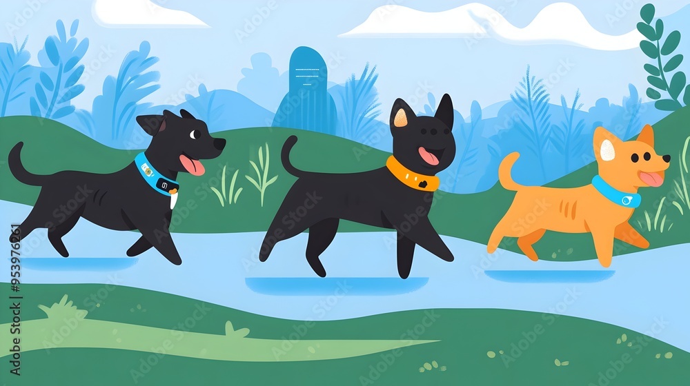 Poster of iot based pet activity trackers and wearable devices showcasing the technology data analytics and