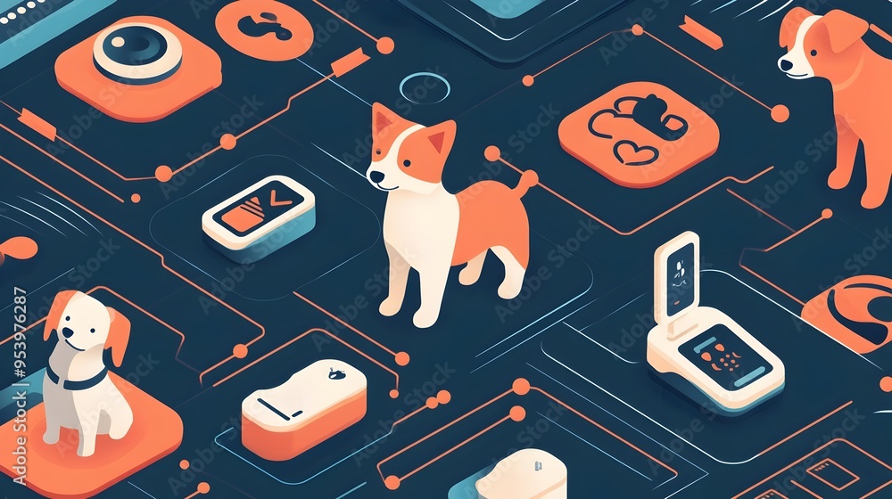 Poster innovative iot based pet activity trackers designed for monitoring tracking and improving the health
