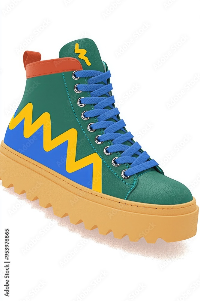 Poster Green, Blue and Yellow Platform Sneakers