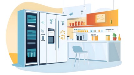 Graphic Illustrating IoT Connected Temperature Control Systems for Caf and Commercial Equipment Showcasing Automation Monitoring and Energy Optimization Features