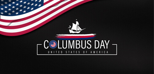 A visual representation of Columbus Day, with Columbus and his fleet, emphasizing the spirit of exploration and new beginnings