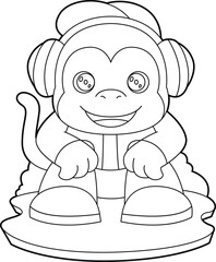 Monkey Headphone Music Animal Vector Graphic Art Illustration