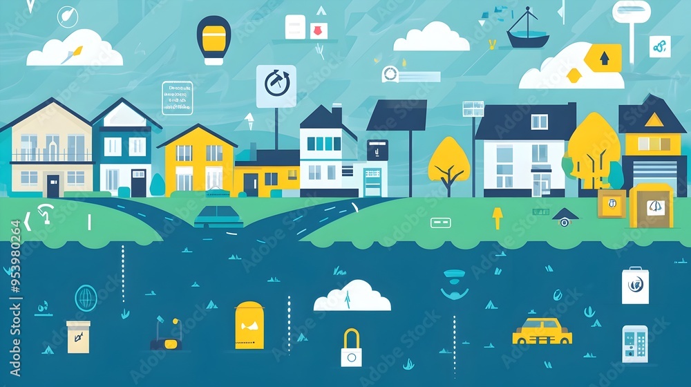 Poster detailed graphic of an iot powered real time flood monitoring dashboard designed for emergency servi