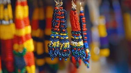 Colorful Beaded Jewelry Display at a Market Stall