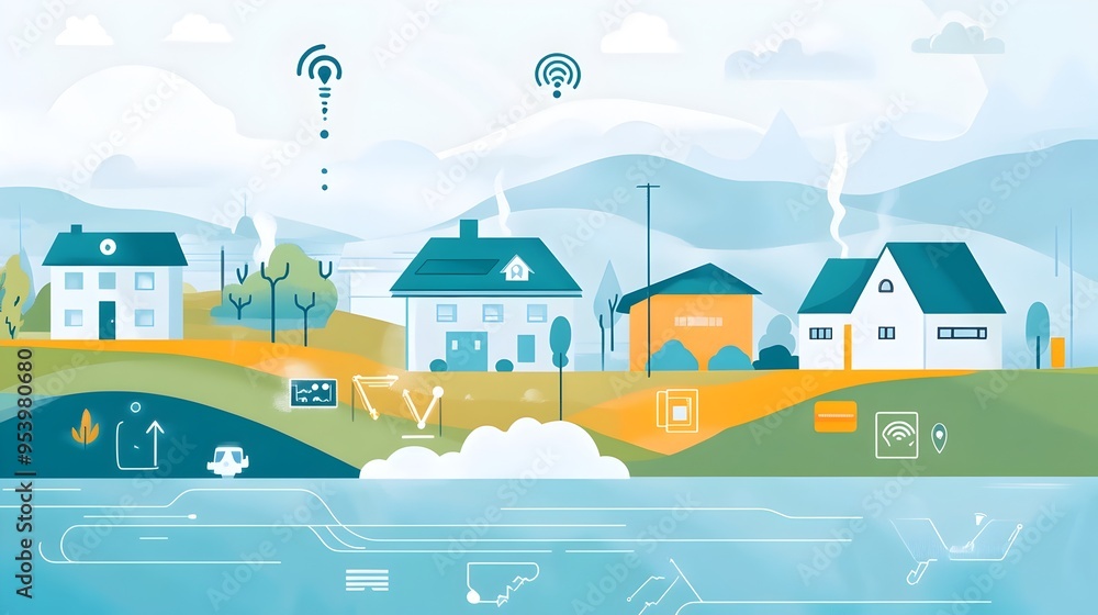 Aufkleber of an iot powered communication network for public flood alert systems designed to enhance community