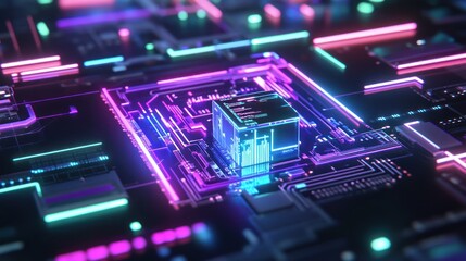 Obraz premium Abstract Neon Circuitry