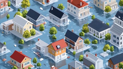 Advanced graphic showcasing IoT connected flood simulation models that leverage data analytics sensor technology