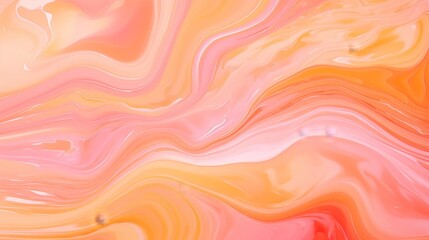 Abstract pink and peach fluid art painting with soft swirls and patterns.