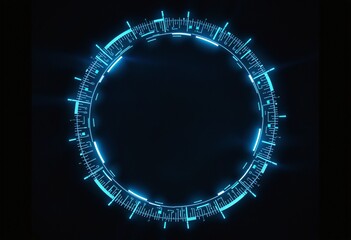 Isolated Dark Geometric Structure with Glowing Elements on Transparent Background