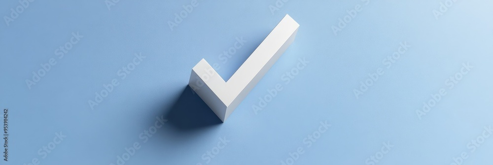 Poster a simple yet powerful image featuring a white checkmark symbol on a blue background. this image symb