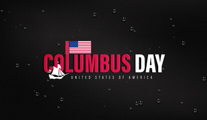 Columbus Day celebration graphic featuring text on a striking black background