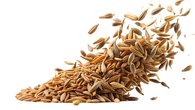 cumin flying on transparent background