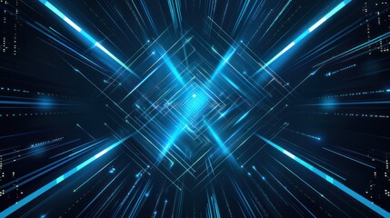 Obraz premium Abstract Blue Neon Lines and Glowing Shapes