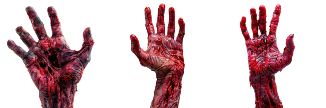 Bloody hands isolated transparent background
