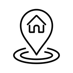 Delivery location icon vector. Road path like thin line map geolocation